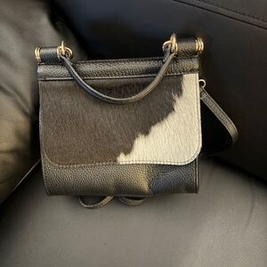 Black and White Leather Women's Bag